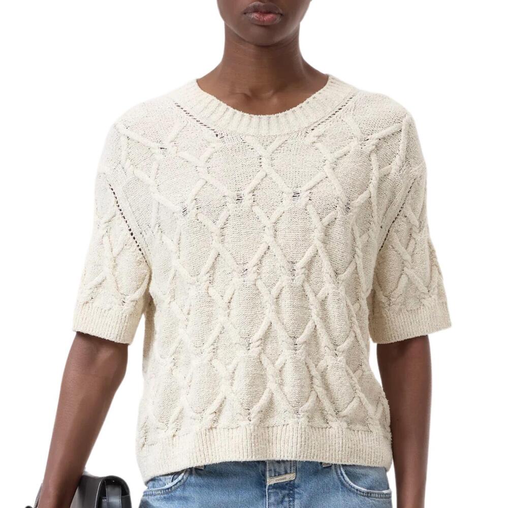 NEW CLOSED short-sleeved knitted jumper in dune beige